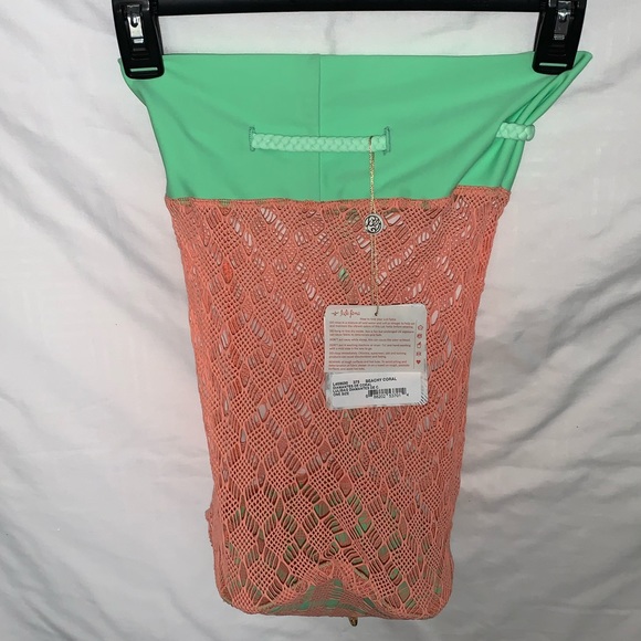 NWT Luli Fama Miami ‘beachy coral’ mesh beach bag - Picture 2 of 5